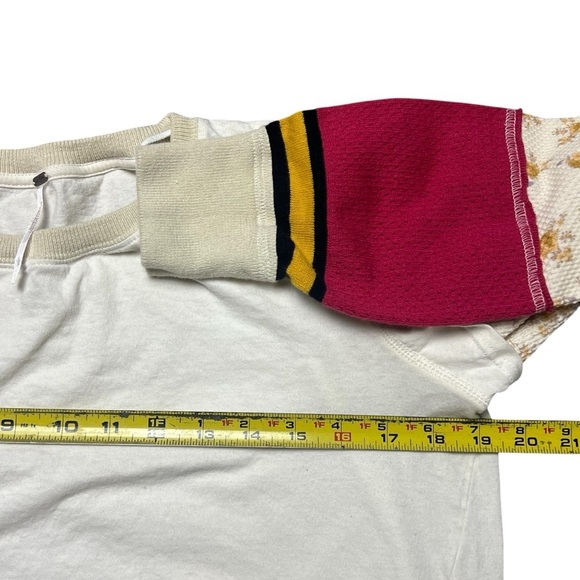 Free People Y2K Crop Top Color Block Knit Sleeve Boho Size L - Picture 4 of 5